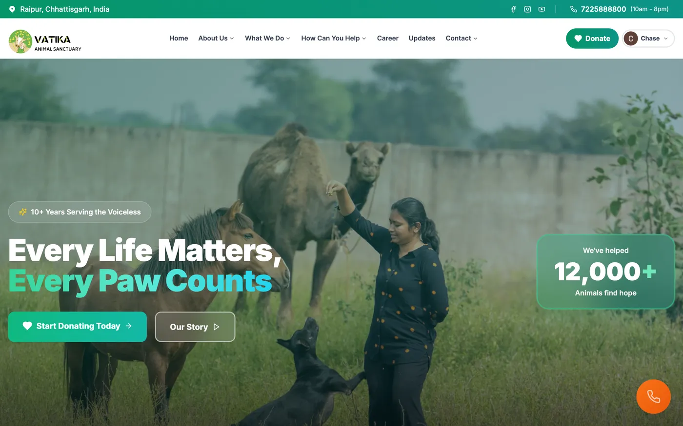 Animal Vatika Sanctuary homepage